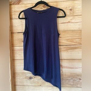 Athleta Blue Asymmetrical Sleeveless Muscle Tee